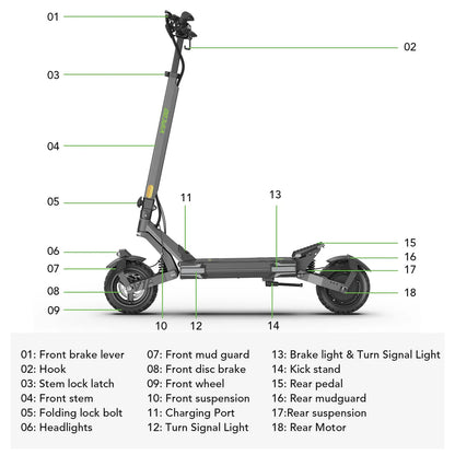 VIPCOO VS6 ELECTRIC SCOOTER 1000W 48V 28MPH