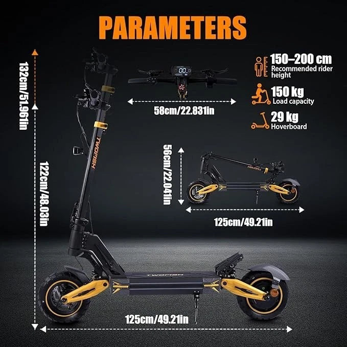TWOFISH V2 MAX 10in Foldable Off Road Electric Scooter 48V 800w